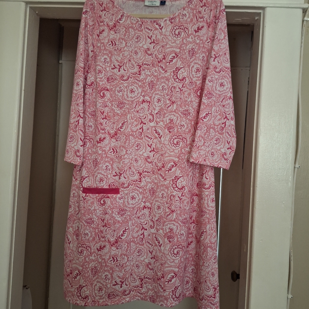 Cabana Life X Talbots Pink And White Dress. Size XL
